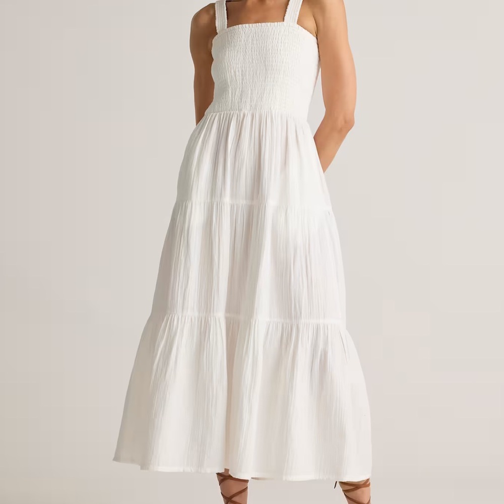 Ivy Street White Smock Top Tiered Sleeveless Maxi Dress